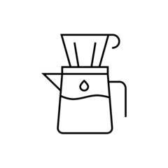 coffee drip glass icon in flat black line style, isolated on white 