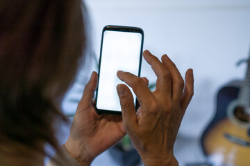woman using a cell phone.