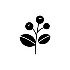 Coffee tree  icon  in solid black flat shape glyph icon, isolated on white background 