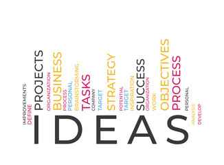 Ideas barcode word tag cloud. Vector illustration