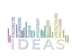 Ideas barcode word tag cloud. Vector illustration