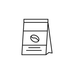 coffee bean package icon  in flat black line style, isolated on white 