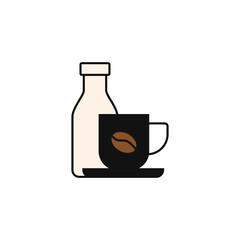 coffee and milk Bottle icon  in color icon, isolated on white background 