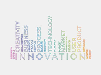Innovation barcode word tag cloud. Vector illustration