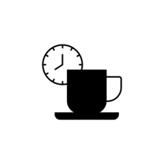 coffee time icon in solid black flat shape glyph icon, isolated on white background 