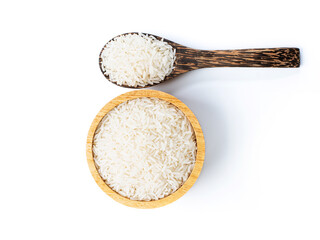 Fototapeta na wymiar White rice isolated on white background