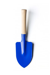 Blue gardening shovel isolated on white balck ground