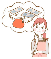 お金の心配をするママ