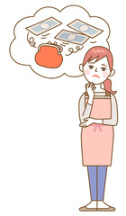 お金の心配をするママ