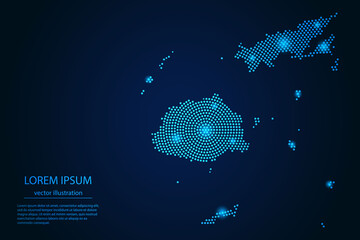 Abstract image Fiji map from point blue and glowing stars on a dark background. vector illustration. © Arif Hama