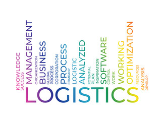 Logistics barcode word tag cloud. Vector illustration