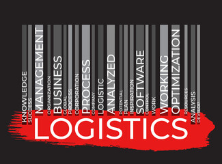 Logistics barcode word tag cloud. Vector illustration