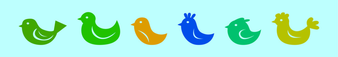 Naklejka premium set of fowl animals cartoon icon design template with various models. vector illustration isolated on blue background