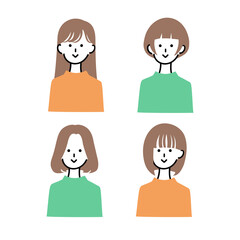 シンプルな女性アイコンセット2