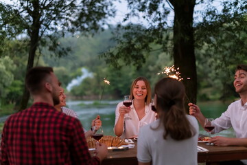 french dinner party on summer