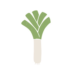 Cute leek icon isolated on white background. Colorful pictogram original design. Can be used for infographics, identity or decoration. Vector shabby hand drawn illustration