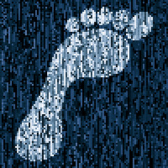 unique pixelated footprint as a symbol of digital identity tracking