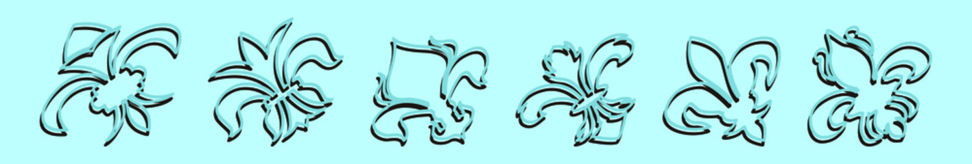 set of fleur de lis cartoon icon design template with various models. vector illustration isolated on blue background © eny