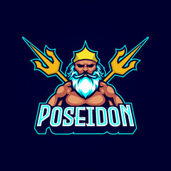 Poseidon e-sport logo design badge