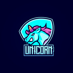 Unicorn e-sport logo design badge