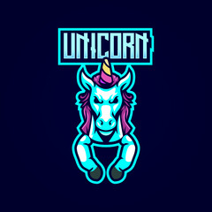 Obraz na płótnie Canvas Unicorn e-sport logo design badge