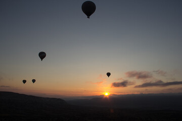 hot air balloon at sunrise