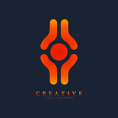 Simple and elegant orange vertical eye vector logo design template