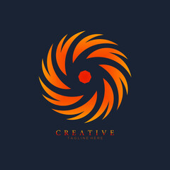 Creative orange of hurricane cyclone wind logo template, spiral storm, Abstract concept graphic element