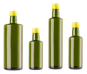 Olive oil bottles on white. clipping path. Close up