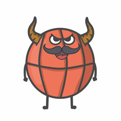 Cute Basket ball with horn vector template design illustration
