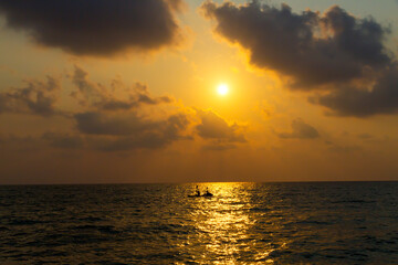 Fototapeta na wymiar Sunset beautiful on Lonely beach