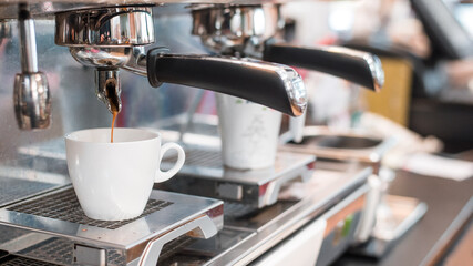 black coffee morning on coffee maker