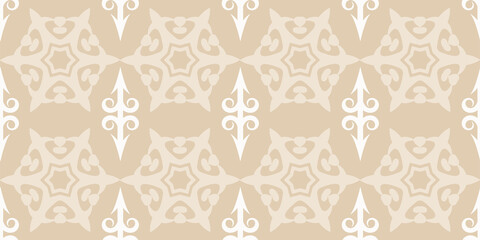 background pattern with tiled ornament on a beige background. Seamless pattern, texture. Wallpaper texture for your design. Vector illustration