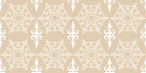 background pattern with tiled ornament on a beige background. Seamless pattern, texture. Wallpaper texture for your design. Vector illustration