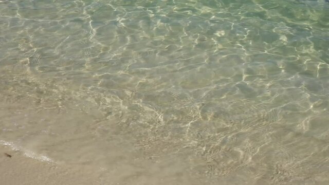 4k Full Frame View Looking Down At The Sun Shining Through The Sea On A Tropical Beach.