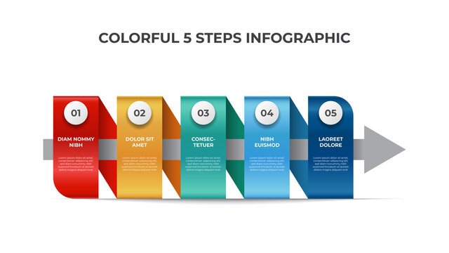 Colorful infographic element template with 5 points of steps, list layout diagram vector