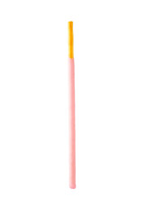 Strawberry flavor biscuit stick in isolated with clipping path. Pink biscuit stick.