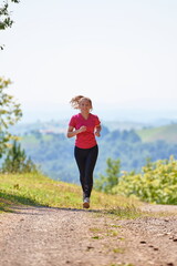 Fototapeta na wymiar woman enjoying in a healthy lifestyle while jogging