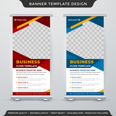 set of business roll up banner template design with abstract background use for business display and presentation