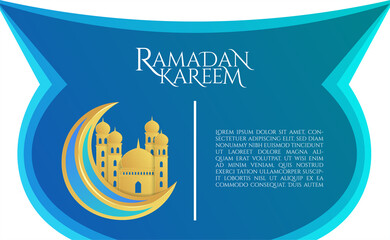 Ramadan Kareem designs Islamic crescent moon and mosque dome. for the Muslim Community Festival, the background for the Ramadan celebrations. Eps 10 Vector Illustration