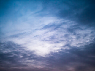 Dramatic blue and purple cloudy sky during sunset
