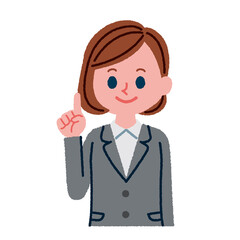 指差しをしているスーツを着た女性のイラスト