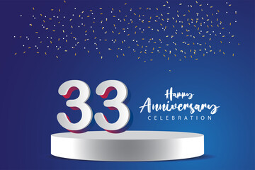 33 Years Anniversary Celebration Vector Template Design Illustration