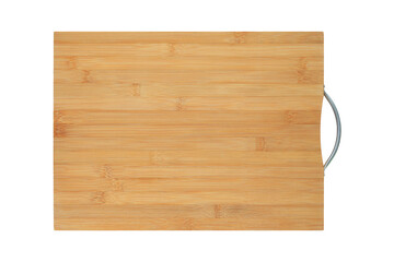 Bamboo veneer cutting board with handle, isolated on white background, Top view - clipping path
