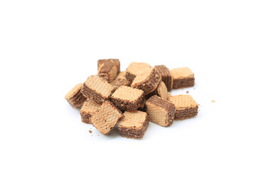 Chocolate wafers isolated on white background