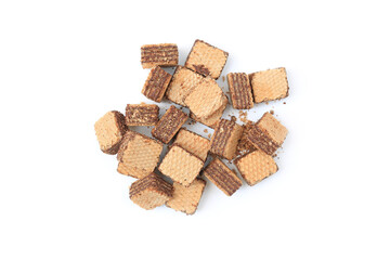 Chocolate wafers isolated on white background - Top view