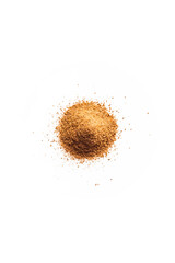 Closeup of a pile of raw organic ground cinnamon isolated on a white background
