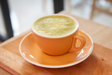 Coffee latte served on the table. photo concept for commercial use
