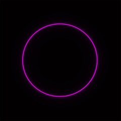 abstract neon circle glowing in the dark. design element for poster, banner, advertisement, print. Vector graphics. neon illustration. glowing circle.