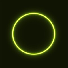 abstract neon circle glowing in the dark. design element for poster, banner, advertisement, print. Vector graphics. neon illustration. glowing circle.